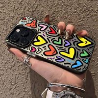 Coque de téléphone élégante pour iPhone Xs Xr 11 12 13 14 15 16 17 Pro Max Lovely Heart Hard Antichoc Phone Case