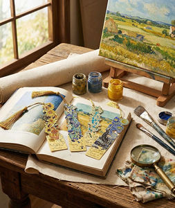 <span class=keywords><strong>Marque</strong></span>-<span class=keywords><strong>page</strong></span> en métal LABON Premium pour peinture à l'huile, ajouré, avec pompons, cadeau de papeterie artistique esthétique - Product Image 4