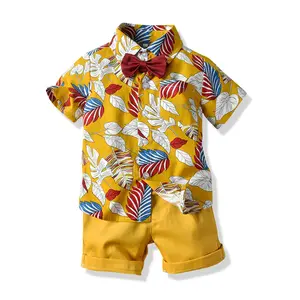 Ensemble 2 pièces pour garçon, nouveau Style d'été, chemises à fleurs, costume pour enfant, décontracté, manches courtes, vêtements