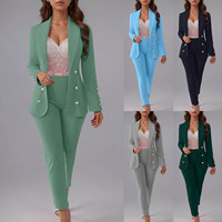 Ensemble deux pièces élégant pour femme : veste de costume d'affaires à revers et boutons, coupe ajustée, pantalon de qualité supérieure – Collection Automne 2026