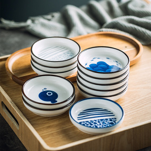 Plato de inmersión de porcelana de forma redonda comercial japonés de cerámica, cuenco pequeño para Postres, plato para aperitivos, plato pequeño para condimentos vegetales - Product Image 3