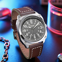 Herren Wasserdichte Quarz-Armbanduhr Legierung 40mm Retro PU-Leder Business Casual Anpassbares Logo Wasserbeständig 3BAR Kristall Analog