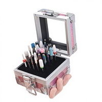 Boîte de rangement pour forets à ongles 25 trous en alliage métallique acier inoxydable avec fentes à clipser et mécanisme de verrouillage
