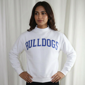 Sudadera con Capucha y Media Cremallera de Felpa, 100% Algodón, Color BLANCO, con Apliques Bordados en AZUL, Impresión Digital Invernal, CLUSH SPORTS - Product Image 1