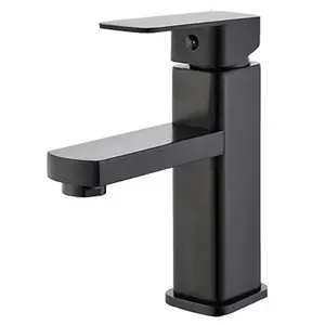 BSL-BF008 Paint Black Square Stainless Steel Single Hole Modern Wash Bathroom Taps Basin Faucet Mixer