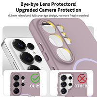 Coque de téléphone magnétique durable Samsung S26 Ultra couleur unie violette avec protection d'objectif à trou de précision et toucher doux