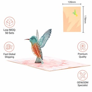 3D Pop Up Bird Greeting <b>Card</b> Paper Folding <b>Card</b> Custom Printed Holiday Birthday <b>Gift</b> <b>Card</b> - Product Image 6