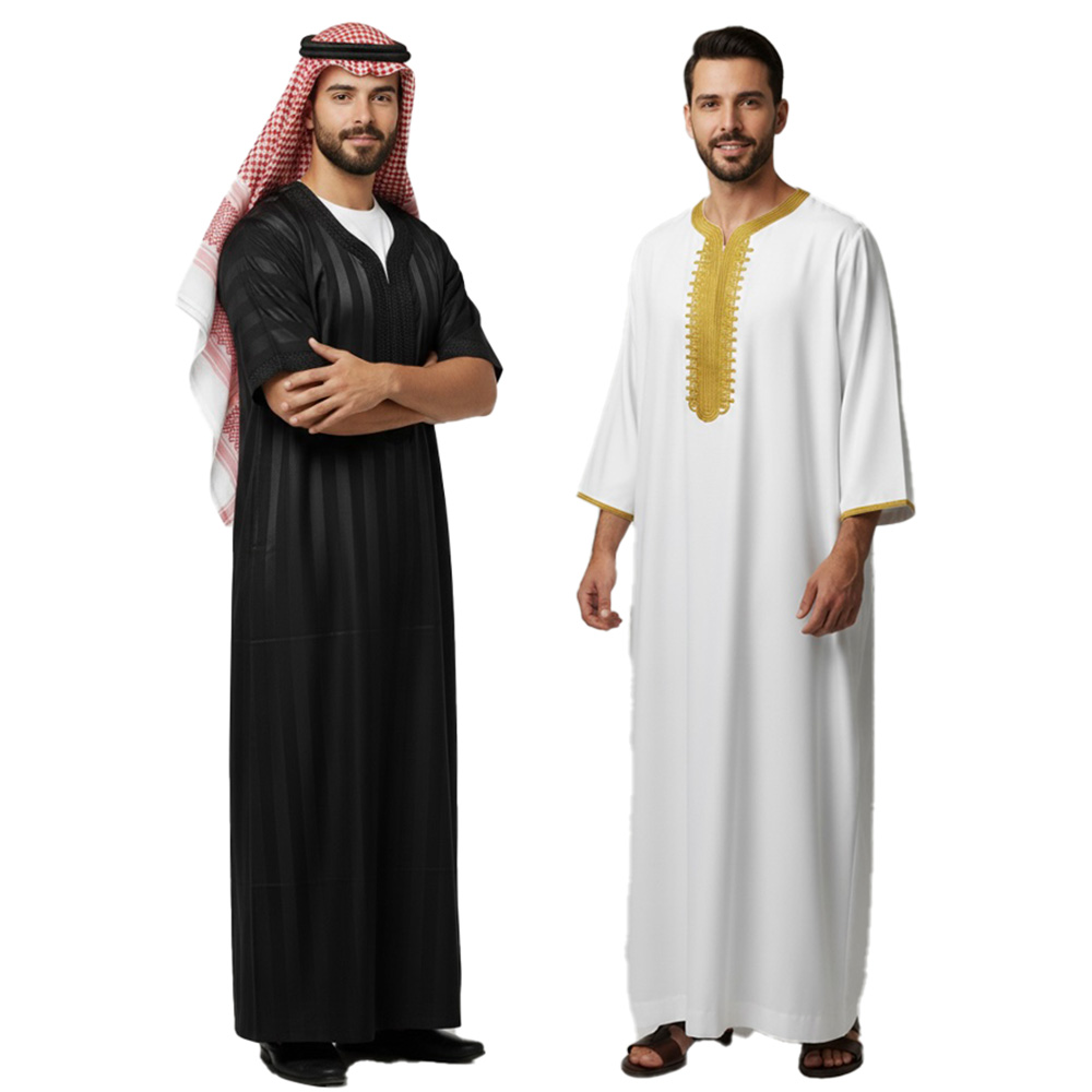 Djellaba Homme Longue Coton Doux Gris Avec Capuche - Fabriquée Au Maroc