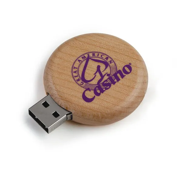 Unidade flash USB redonda personalizada H2 testada, unidade flash USB de madeira personalizável 4GB 8GB 16GB 32GB 64GB, embalagem de caixa OEM ODM USB2.0/3.0