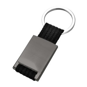 Porte-clés en métal et tissu noir bruni - Product Image 1