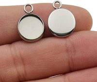 Plateaux à pendentifs ronds en acier inoxydable, 5 pièces, avec Cabochon, pendentifs vierges pour la fabrication de bijoux, bricolage, collier, Bracelet, boucle d'oreille