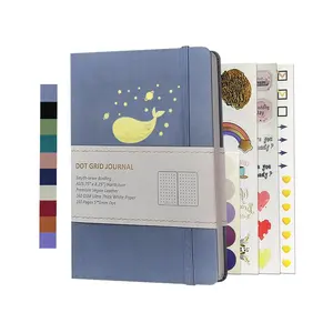 Kunden spezifische profession elle robuste Wal abdeckung A5 Dickes Papier Gepunktetes Gitter Kids Junk Aufkleber Notebook Journal Kit