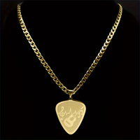 Kalung Liontin Nada Bass Gitar Hip-hop Bahan Stainless Steel yang Modis untuk Penggemar Musik