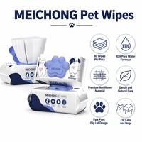 MEICHONG EDI Hondendoekjes 80 Stuks Premium Non-Woven Zachte Doekjes met Fruitgeur, Natuurlijke Doekjes met Pootafdruk Opdruk voor Katten