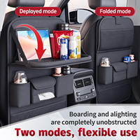 Organisateur de siège arrière de voiture robuste en Oxford 600D avec plateau de travail déployable et pliable, double conception, poches spacieuses pour l'intérieur de la voiture