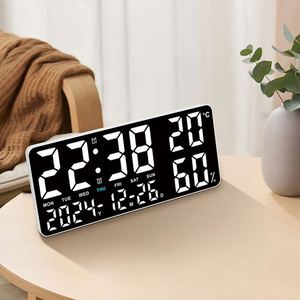 <b>Large</b> Font Digital Table <b>Clock</b> Night Light Temperature Humidity Display Multiple Alarms Home Decor Wall <b>Clock</b> Electronic - Product Image 4