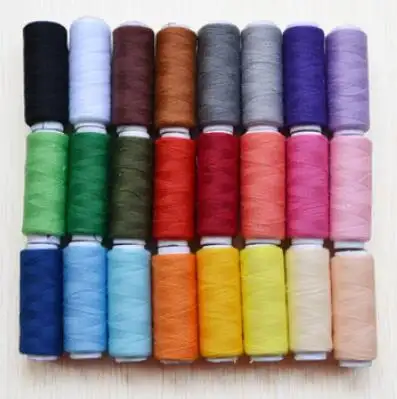 Groothandel Kleuren Gesponnen Polyester 40/2 Naaigaren Draad Op Kernen 100Yards