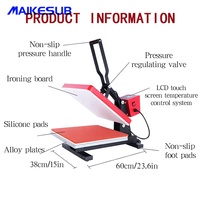 Presse à chaud à plat 15x15 pouces pour impression numérique de t-shirts, options de réglage manuel, état neuf, plaque 220V/110V