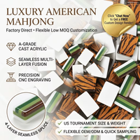 Ensemble de Mahjong Américain Premium en Acrylique à Quatre Couches, avec Dos en Sandwich Pêche Menthe et Pions Lotus Épanoui Fantaisie, Jeu de Société, Jouet, Coffret Cadeau