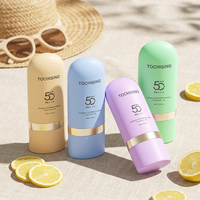 Flacon pompe ovale personnalisé 40 ml pour crème solaire contour des yeux, emballage plastique avec couvercles, vide, pour huile corporelle cosmétique, soins de la peau, estampage à chaud, soyeux