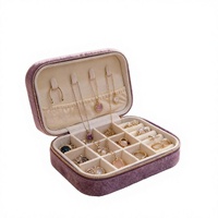 Étui de rangement cosmétique portable multifonction écologique en velours à motif géométrique vintage avec fermeture éclair pour maquillage et bijoux