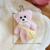 Porte-clés ours en peluche avec écharpe, pendentif de sac mignon et féminin