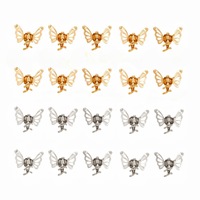 20 pinces à cheveux mini papillon dorées en métal ajourées, style doux et élégant, texture simple et raffinée