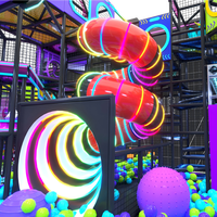 Aire de jeux intérieure Cyber Neon Aoleao, équipement de jeux pour enfants, lumières LED, toboggans, piscines à balles, trampoline