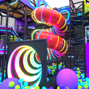 Aire <span class=keywords><strong>de</strong></span> jeux intérieure Cyber Neon Aoleao, équipement <span class=keywords><strong>de</strong></span> jeux pour enfants, lumières LED, toboggans, piscines à balles, trampoline - Product Image 2