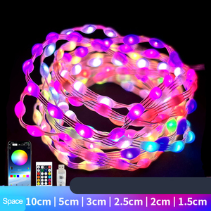 Tùy Chỉnh <span class=keywords><strong>LED</strong></span> Illusion Da Dòng Đèn Với Một Khoảng Cách 1.5Cm Màu Điều Khiển Bằng Giọng Nói Cổ Tích Chuỗi Ánh Sáng - Product Image 4