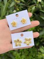Anting-anting Manis Antialergi Bentuk Bunga untuk Anak Perempuan, Anting-anting Sederhana Elegan 18k