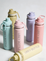 Bouteille d'eau sport en acier inoxydable 710 ml à couleurs contrastées, grande capacité, vente chaude