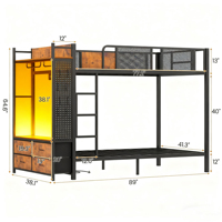 Lit superposé moderne pliable et convertible en métal, grand format, écologique, pour enfants, adultes, dortoirs scolaires et appartements