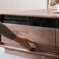 Table basse et thé nordique moderne en bois massif Design simple en noyer noir pour petite maison ou appartement