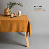 Nappe en lin 100% pur tissé certifiée OEKO-TEX, faite à la main, bleu français uni, pour mariage