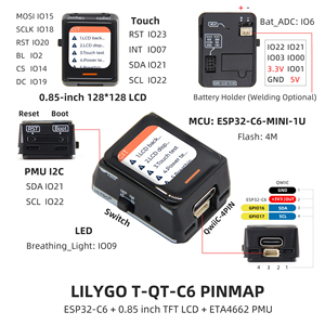 En stock LILYGO T-QTC6 ESP32-C6 Écran tactile TFT 0,85 pouce 128x128 WiFi 6 BLE5 Mini carte de développement - Product Image 6