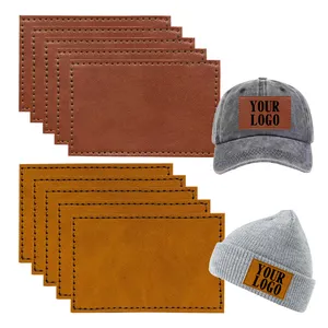 Wholesale Custom Blank PU Leather Hat Patch Laser Personalized Logo Iron On Blank Leather Patch