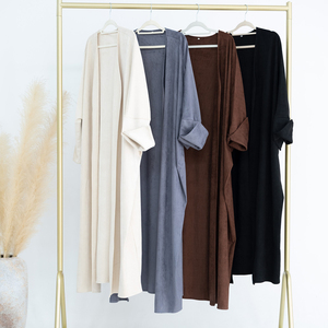 Ropa islámica Otoño Invierno Abaya abrigo bata Abaya tela de gamuza abierta Abaya Turquía Dubai mujeres vestidos cárdigan bata Lisa <span class=keywords><strong>Catan</strong></span> - Product Image 6