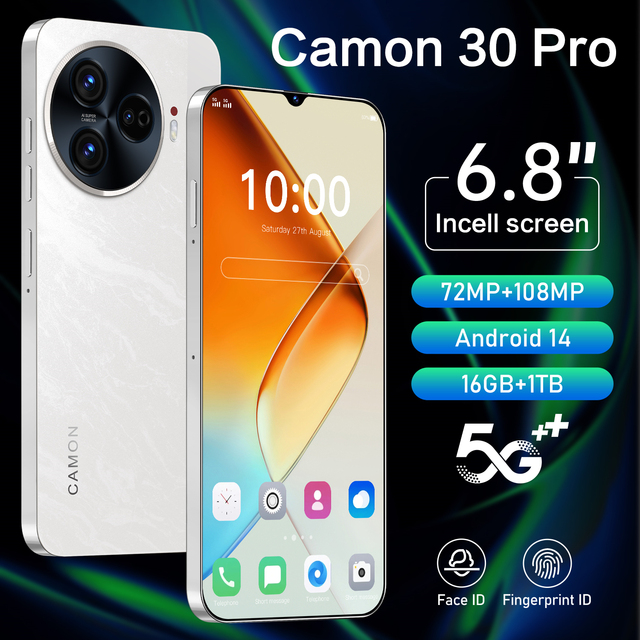 Best Sales - Camon 30 Pro - Phones With Face Unlock Smartphone Android 14 for Business Mobile Phone C30 Pro