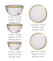Offre Spéciale – Assiettes de Présentation Irrégulières en Verre Cristal Écologique de 13 Pouces avec Bord Doré pour Décoration de Mariage