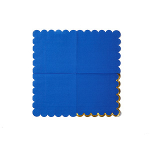 <b>Disposable</b> Paper Napkins Dark Blue Gold Foil Trim 250mm Square For Birthday Parties Wholesale - Product Image 4