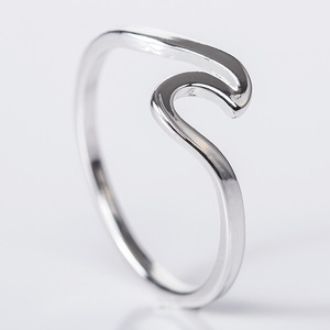 Anello in lega placcato argento con onda semplice, vendita calda su AliExpress e Wish, gioielli all'ingrosso transfrontalieri - Product Image 2