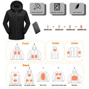 Vente en gros de vestes <span class=keywords><strong>chauffantes</strong></span> à capuche 21 zones pour hommes, coupe-vent, vêtements d'extérieur pour motos, veste chauffante électrique intelligente - Product Image 3