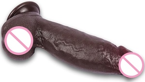 Dildo géant noir épais de 8 pouces, diamètre 2,25, double densité en silicone, dildo incurvé géant pour hommes et femmes - Product Image 3