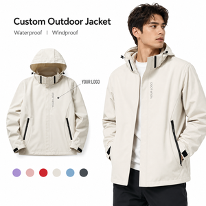 Chaquetas de trabajo para hombre al por mayor, de marca, para exteriores, resistentes al viento y al agua, 100% poliéster, forradas, con logotipo personalizado OEM. - Product Image 1