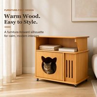 Meuble multifonctionnel 2-EN-1 en bois massif pour humains et animaux, design moderne et écologique, maison de protection dissimulée pour chat/chien