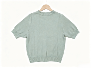 เสื้อสเวตเตอร์ถักแขนสั้นผู้หญิง สีพื้น ถักด้วยคอมพิวเตอร์ คอกลม น้ำหนักเบา ใส่ได้ทุกวัน - Product Image 2