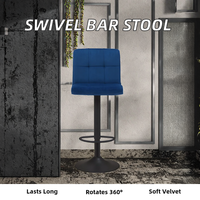 Tabouret de bar pivotant réglable en velours de style contemporain pour usage commercial, idéal pour bar à domicile, extérieur, salon ou atelier