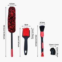 Kit de brosses de nettoyage automobile 4 pièces pour jantes, intérieur, extérieur, pneus, aérateurs et tapis