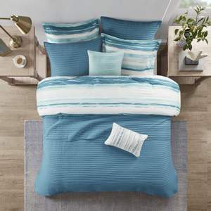 DB Floral Solid Pattern 8-Piece Printed Seersucker Comforter <b>Quilt</b> <b>Set</b> King Size Woven Cotton Silk Filling for Home Wedding Use - Product Image 3